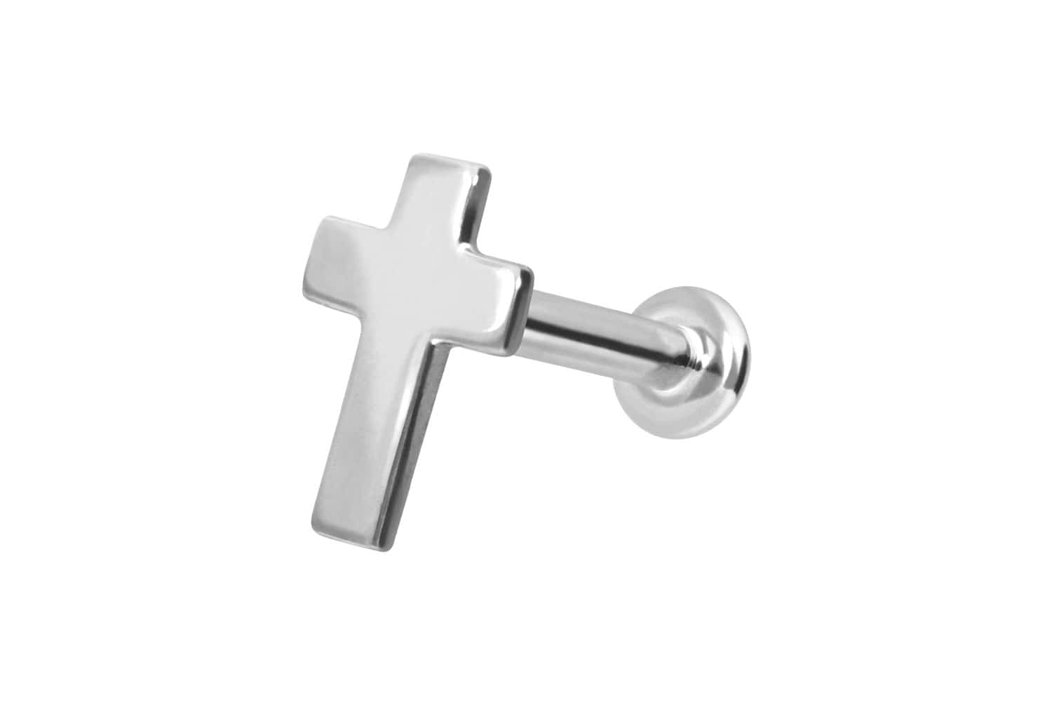 14 Karat Gold Labret Piercing mit Push Fit KREUZ